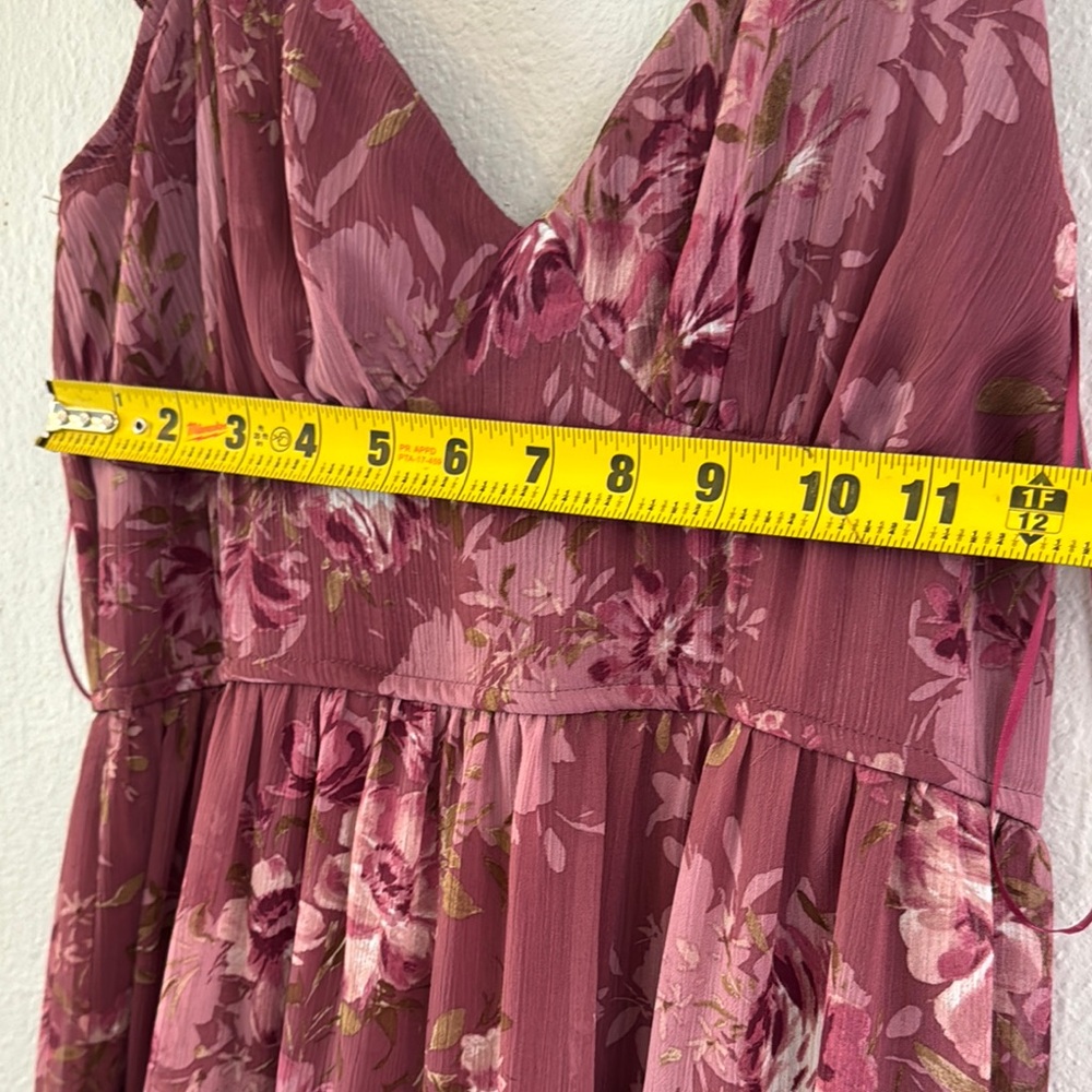Miami  Francesca’s. Rosewood  color Maxi Dress  floral - Picture 5 of 9